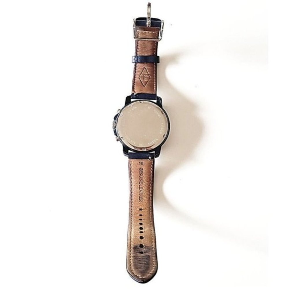 Women's Fossil Gwynn Blue Leather Strap Chronograph Watch ES4131 - Picture 4 of 9